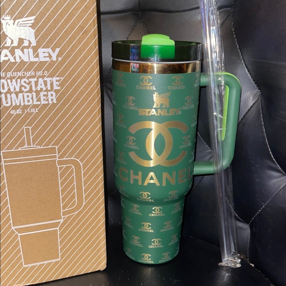 Stanley Green and Gold Tumbler with Handle - Picture 1 of 5